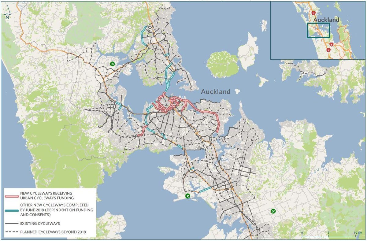 नक्शे के cycleway ऑकलैंड नक्शा