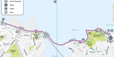 गुलाबी cycleway ऑकलैंड नक्शा