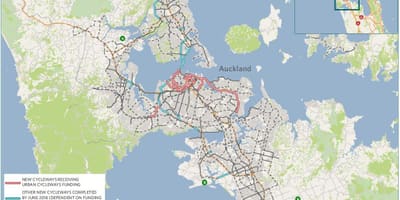 नक्शे के cycleway ऑकलैंड नक्शा