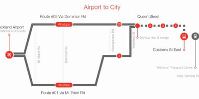 ऑकलैंड skybus मार्ग नक्शा